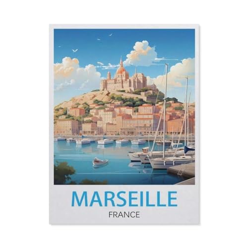 1000 Teile Puzzle Für Erwachsene Und Kinder，Vintage-Reiseposter Marseille，Stressabbau Herausforderung Bodenpuzzle DIY Home Wanddekoration（38x26cm）-BC81 von YYHMKBYY