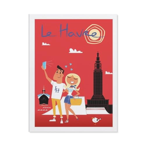 1000 Teile Puzzle Holz，Le Havre Frankreich Vintage Reise Poster，Kreative Schwierige Puzzles Pädagogisches Stressfreisetzung Spielzeug Für Erwachsene Kinder，Haus Dekoration Geschenk（75x50cm）-BP22 von YYHMKBYY