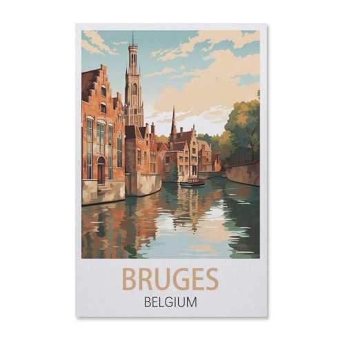 1000 Teile Puzzle Papier，Brügge Belgien，Kreative Schwierige Puzzles Pädagogisches Stressfreisetzung Spielzeug Für Erwachsene Kinder，Haus Dekoration Geschenk（50x70cm）-AB58 von YYHMKBYY