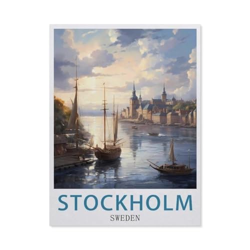 1000 Teile Puzzle Papier，Stockholm Schweden Vintage-Reiseposter，Kreative Schwierige Puzzles Pädagogisches Stressfreisetzung Spielzeug Für Erwachsene Kinder，Haus Dekoration Geschenk（50x70cm）-BA53 von YYHMKBYY