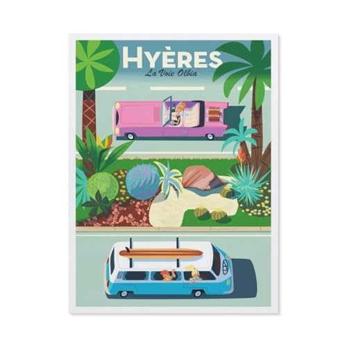 1000Pcs，Hyères Highway Scenery Vintage Reise Poster，Erwachsenen Dekompression Spiel Puzzle Studenten Spielzeug Für Kinder Weihnachten Geburtstagsgeschenke（38x26cm）-BP6 von YYHMKBYY