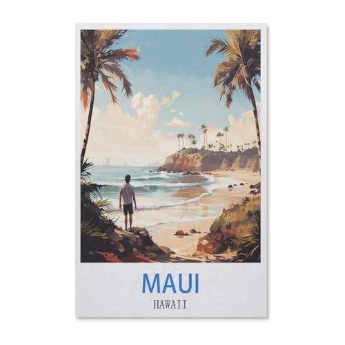 1000Pcs，Maui-hawaiisches Vintages Reise-Plakat，Erwachsenen Dekompression Spiel Puzzle Studenten Spielzeug Für Kinder Weihnachten Geburtstagsgeschenke（38x26cm）-G2 von YYHMKBYY