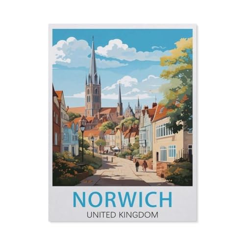 1000Pcs，Norwich England Vintage-Reiseposter，Erwachsenen Dekompression Spiel Puzzle Studenten Spielzeug Für Kinder Weihnachten Geburtstagsgeschenke（50x70cm）-AL69 von YYHMKBYY