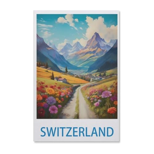 1000Pcs，Vintages Reiseplakat der Schweiz，Jigsaw Adult Decompression Game Puzzle Studenten Spielzeug Für Kinder Weihnachten Geburtstagsgeschenke（50x70cm）-F26 von YYHMKBYY