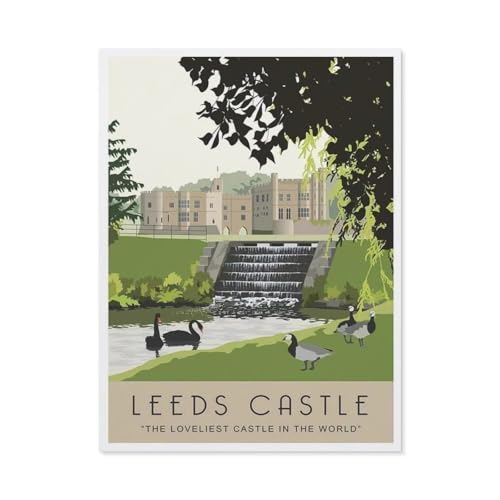 3D Puzzle DIY Kit Holz Spielzeug Einzigartiges Geschenk，Leeds Castle Kent Vintage-Reiseposter， 3D Puzzle DIY Kit Holz Spielzeug Einzigartiges Geschenk（75x50cm）-BK12 von YYHMKBYY