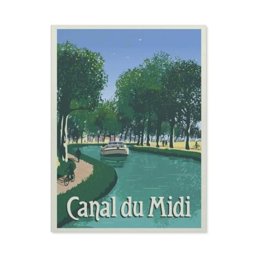 3D Puzzle DIY Kit Holz Spielzeug Einzigartiges Geschenk，Vintage Frankreich Reiseposter Canal Du Midi Boot， 3D Puzzle DIY Kit Holz Spielzeug Einzigartiges Geschenk（75x50cm）-BM31 von YYHMKBYY