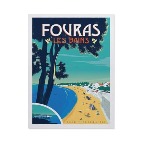 3D Puzzle DIY Kit Holz Spielzeug Einzigartiges Geschenk，Vintage Frankreich Reiseposter Fouras Les Bains Beach， 3D Puzzle DIY Kit Holz Spielzeug Einzigartiges Geschenk（75x50cm）-BO53 von YYHMKBYY