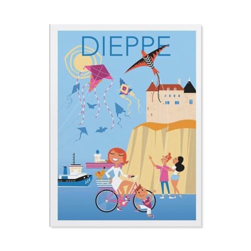 3D Puzzle DIY Kit Papier Spielzeug Einzigartiges Geschenk，Dieppe Frankreich Drachen Vintage Reiseposter， 3D Puzzle DIY Kit Papier Spielzeug Einzigartiges Geschenk（38x26cm）-BP26 von YYHMKBYY