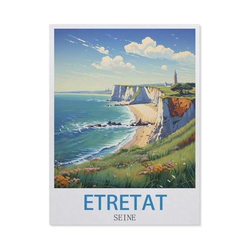 3D Puzzle DIY Kit Papier Spielzeug Einzigartiges Geschenk，Etretat Seine Vintage-Reiseposter， 3D Puzzle DIY Kit Papier Spielzeug Einzigartiges Geschenk（38x26cm）-BS91 von YYHMKBYY