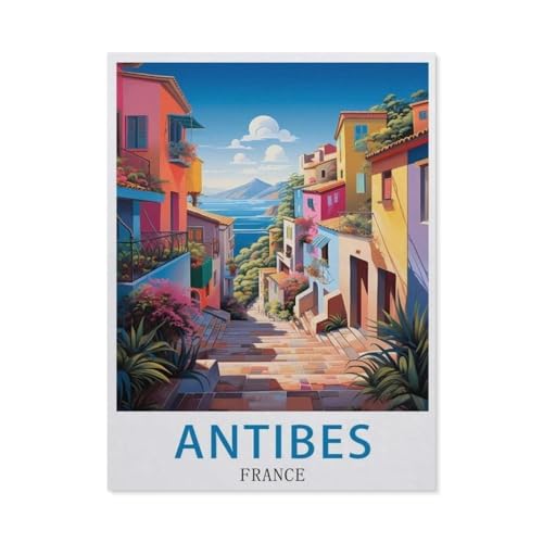 Antibes Frankreich Vintage-Reiseposter，Puzzles 1000 Teile für Erwachsene, Klassische Puzzle Kinder Puzzle Herausfordernde Und Schwierige Rätsel für Erwachsene Und Jugendliche（50x70cm）-BA73 von YYHMKBYY