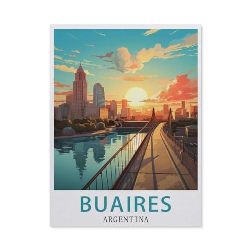 Baires Argentinien Vintage-Reiseposter，1000 Stück Erwachsene Papier Landschaft Puzzles Für Kinder Lernspielzeug Geschenke（50x70cm）-BA90 von YYHMKBYY