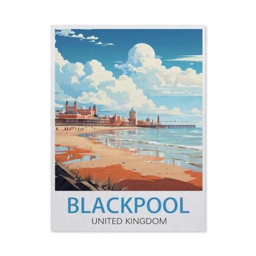 Blackpool England Vintage-Reiseposter，Puzzle 1000 Teile Papier Puzzle Erwachsene Kinder Lernspielzeug Familie Dekompressionsspiel（50x70cm）-AM13 von YYHMKBYY