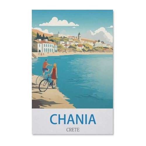 Chania Kreta Vintages Reiseplakat，Puzzle 1000 Teile für Erwachsene, Klassische Puzzle Puzzle Schwierig für Kid Surprise Birthday für Family Home Decor Art Puzzle（75x50cm）-F66 von YYHMKBYY