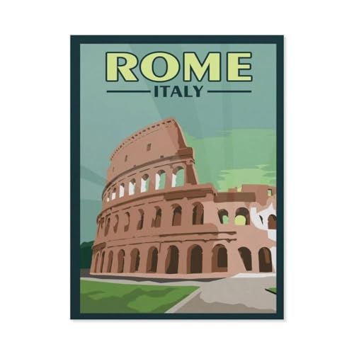 Colosseum Rom Italien Vintage Reiseposter，Klassisches Puzzle 3D Puzzle DIY Kit Holz Spielzeug Einzigartiges Geschenk（75x50cm）-AG73 von YYHMKBYY