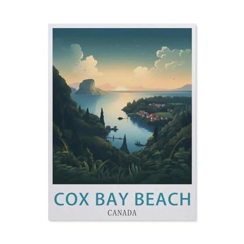 Cox Bay Beach Kanada Vintage-Reiseposter，Klassisches Puzzle 3D Puzzle DIY Kit Papier Spielzeug Einzigartiges Geschenk（50x70cm）-BA57 von YYHMKBYY