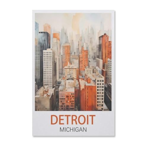 Detroit Michigan，Puzzles 1000 Teile für Erwachsene, Klassische Puzzle Teenager Puzzle Perfektes Pädagogisches Geschenk für Jungen Und Mädchen（75x50cm）-AB85 von YYHMKBYY