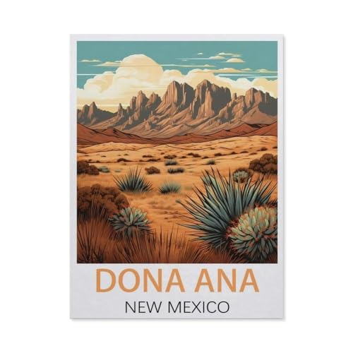 Dona Ana New Mexico Vintage-Reiseposter，Klassisches Puzzle 3D Puzzle DIY Kit Papier Spielzeug Einzigartiges Geschenk（38x26cm）-AJ70 von YYHMKBYY