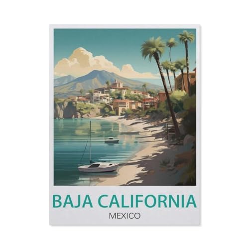 Erwachsene Kinder Puzzles 1000 Teile Puzzle，Baja California Mexico Vintage-Reiseposter，einfaches Puzzle Spiel Rolle Puzzle Bildung Spielzeug Spiel Familie Dekoration（75x50cm）-AQ70 von YYHMKBYY