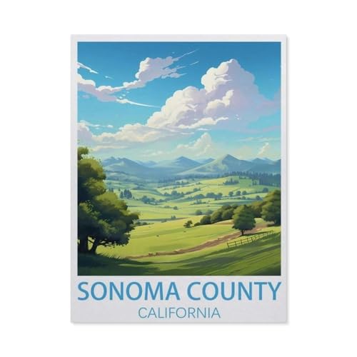 Erwachsene Kinder Puzzles 1000 Teile Puzzle，Sonoma County California Vintage-Reiseposter，einfaches Puzzle Spiel Rolle Puzzle Bildung Spielzeug Spiel Familie Dekoration（38x26cm）-AH89 von YYHMKBYY