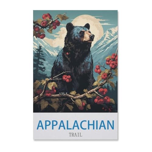 Erwachsene Kinder Puzzles 1000 Teile Puzzle，Vintages Reiseplakat des Appalachian Trail，einfaches Puzzle Spiel Rolle Puzzle Bildung Spielzeug Spiel Familie Dekoration（75x50cm）-G63 von YYHMKBYY