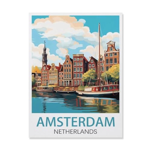 Erwachsene Puzzle 1000 Stück DIY Holz pielzeug，Amsterdam, Niederlande，Creative Einzigartiges Geschenk Persönlichkeit Spiel Erwachsener Kind Puzzle Spielzeug（75x50cm）-S55 von YYHMKBYY