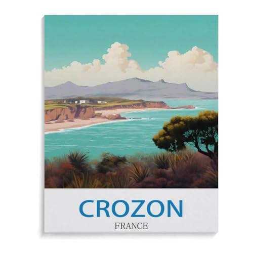 Erwachsene Puzzle 1000 Stück DIY Holz pielzeug，Crozon Vintage Reiseplakat Frankreich，Creative Einzigartiges Geschenk Persönlichkeit Spiel Erwachsener Kind Puzzle Spielzeug（75x50cm）-I30 von YYHMKBYY