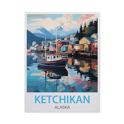 Erwachsene Puzzle 1000 Stück DIY Holz pielzeug，Ketchikan Alaska，Creative Einzigartiges Geschenk Persönlichkeit Spiel Erwachsener Kind Puzzle Spielzeug（75x50cm）-BR31 von YYHMKBYY