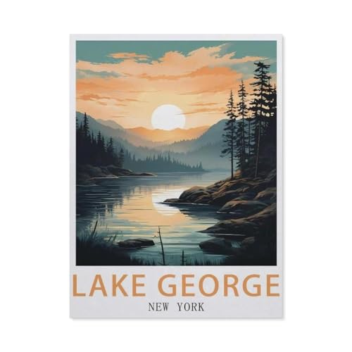 Erwachsene Puzzle 1000 Stück DIY Holz pielzeug，Lake George New York，Creative Einzigartiges Geschenk Persönlichkeit Spiel Erwachsener Kind Puzzle Spielzeug（75x50cm）-BA43 von YYHMKBYY