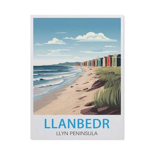 Erwachsene Puzzle 1000 Stück DIY Holz pielzeug，Llanbedr Llyn Halbinsel Vintage-Reiseposter，Creative Einzigartiges Geschenk Persönlichkeit Spiel Erwachsener Kind Puzzle Spielzeug（75x50cm）-BE11 von YYHMKBYY