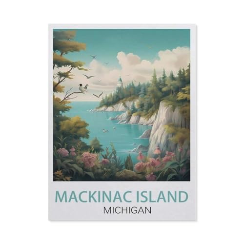 Erwachsene Puzzle 1000 Stück DIY Holz pielzeug，Mackinac Island, Michigan，Creative Einzigartiges Geschenk Persönlichkeit Spiel Erwachsener Kind Puzzle Spielzeug（75x50cm）-AD67 von YYHMKBYY