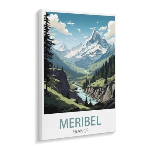 Erwachsene Puzzle 1000 Stück DIY Holz pielzeug，Meribel, Frankreich, Vintage-Reiseposter, Berg，Creative Einzigartiges Geschenk Persönlichkeit Spiel Erwachsener Kind Puzzle Spielzeug（75x50cm）-X79 von YYHMKBYY