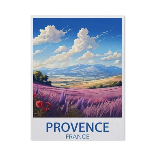 Erwachsene Puzzle 1000 Stück DIY Holz pielzeug，Vintage-Reiseposter Provence, Frankreich，Creative Einzigartiges Geschenk Persönlichkeit Spiel Erwachsener Kind Puzzle Spielzeug（75x50cm）-AT83 von YYHMKBYY