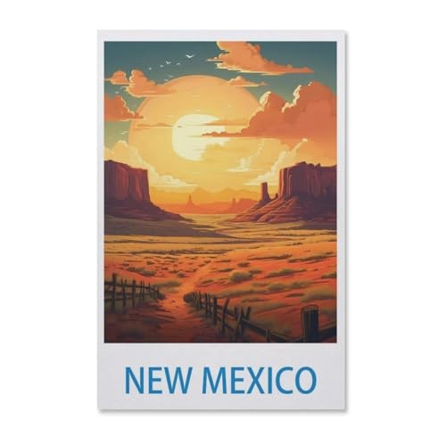 Erwachsene Puzzle 1000 Stück DIY Holz pielzeug，Vintages Reiseplakat New Mexicos，Creative Einzigartiges Geschenk Persönlichkeit Spiel Erwachsener Kind Puzzle Spielzeug（75x50cm）-G8 von YYHMKBYY