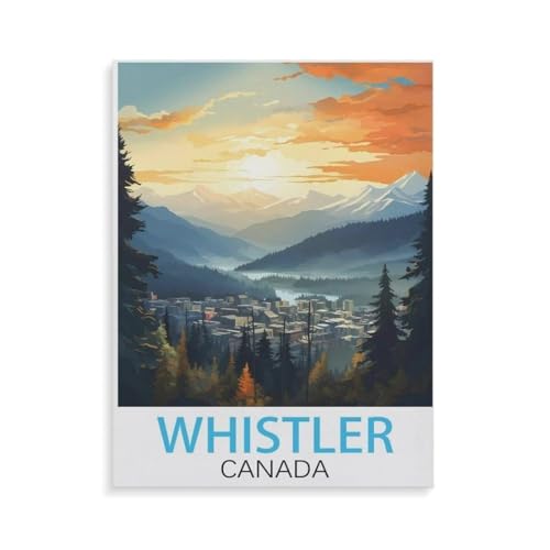 Erwachsene Puzzle 1000 Stück DIY Holz pielzeug，Whistler Kanada Vintage Reiseplakat，Creative Einzigartiges Geschenk Persönlichkeit Spiel Erwachsener Kind Puzzle Spielzeug（75x50cm）-AF13 von YYHMKBYY