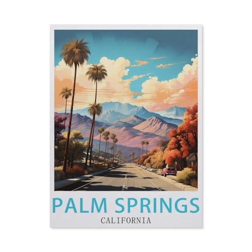 Erwachsene Puzzle 1000 Stück DIY Papier pielzeug，Palm Springs California Vintage-Reiseposter，Creative Einzigartiges Geschenk Persönlichkeit Spiel Erwachsener Kind Puzzle Spielzeug（50x70cm）-BB19 von YYHMKBYY