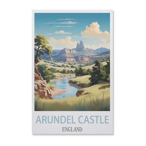 Erwachsene und Kinder Puzzle 1000 Teile Puzzle，Arundel Castle England，einfaches Puzzlespiel Rollenpuzzle Lernspiel Spielzeug Familie Dekoration（50x70cm）-AB99 von YYHMKBYY