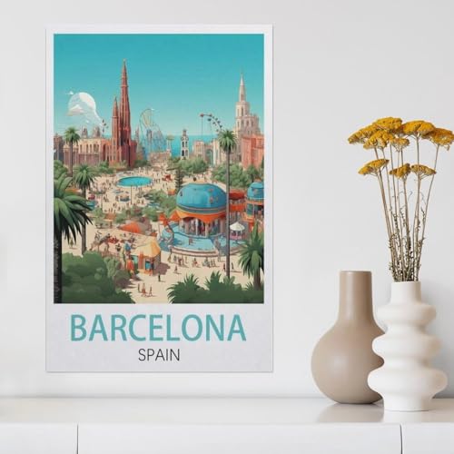 Erwachsene und Kinder Puzzle 1000 Teile Puzzle，Barcelona, ​​Spanien，einfaches Puzzlespiel Rollenpuzzle Lernspiel Spielzeug Familie Dekoration（38x26cm）-Z76 von YYHMKBYY