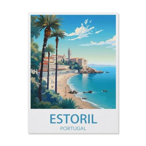 Erwachsene und Kinder Puzzle 1000 Teile Puzzle，Estoril Portugal，einfaches Puzzlespiel Rollenpuzzle Lernspiel Spielzeug Familie Dekoration（38x26cm）-R60 von YYHMKBYY