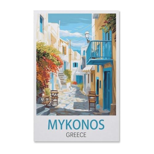 Erwachsene und Kinder Puzzle 1000 Teile Puzzle，Mykonos Griechenland，einfaches Puzzlespiel Rollenpuzzle Lernspiel Spielzeug Familie Dekoration（50x70cm）-AB26 von YYHMKBYY