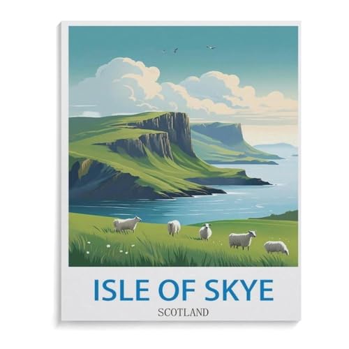 Erwachsene und Kinder Puzzle 1000 Teile Puzzle，die Isle of Skye in Schottland，einfaches Puzzlespiel Rollenpuzzle Lernspiel Spielzeug Familie Dekoration（38x26cm）-J54 von YYHMKBYY