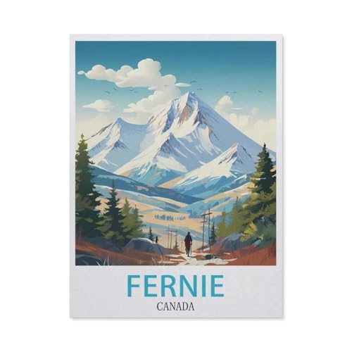 Fernie Canada Vintage-Reiseposter，1000 Stück Erwachsene Papier Landschaft Puzzles Für Kinder Lernspielzeug Geschenke（50x70cm）-AX98 von YYHMKBYY