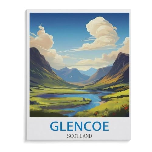 Glencoe Vintage schottisches Reiseplakat，Papier Puzzle 1000 Teile Spielzeug Für Erwachsene Dekompressionsspiel（50x70cm）-C10 von YYHMKBYY