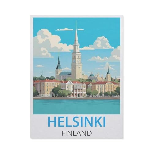 Helsinki, Finnland, Vintage-Reiseposter，Puzzles 1000 Teile für Erwachsene, Klassische Puzzle Jungen Mädchen Puzzle für Kinder Teenager Lernspiel Spielzeug（75x50cm）-AI44 von YYHMKBYY