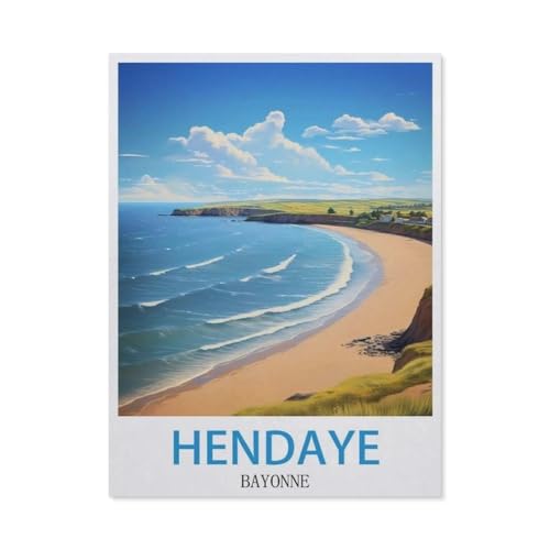 Hendaye Bayonne Vintage-Reiseposter，Puzzles für Erwachsene 1000 Teile, Klassische Puzzle Puzzle Schwierig für Erwachsene Teenager Freizeit Spaß Spiel Spielzeug （75x50cm）-BS37 von YYHMKBYY