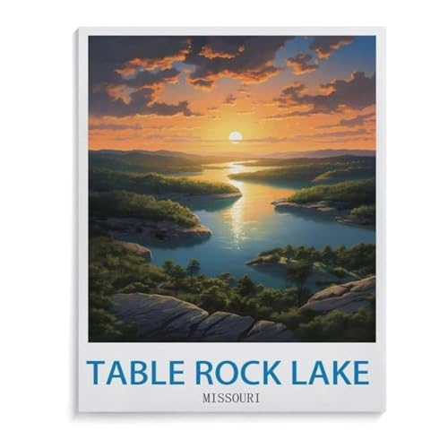 Holz Jigsaw Puzzle 1000 Stück，Vintages Reiseplakat Table Rock Lake Missouri，Erwachsene Kinder Spielzeug Dekompressionsspiel（75x50cm）-L9 von YYHMKBYY