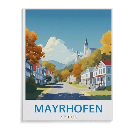 Holz Puzzle 1000 Stück，Mayrhofen Vintages Reiseplakat Österreich，Erwachsene Kinder Spielzeug Dekompression Spiel（75x50cm）-I12 von YYHMKBYY