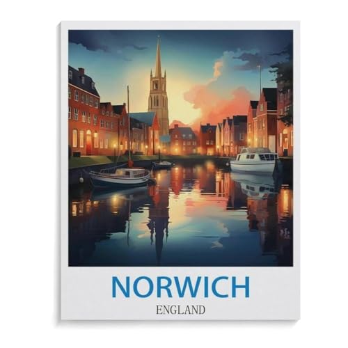 Holz Puzzle 1000 Stück，Norwich England Poster，Lernspielzeug Für Erwachsene Geburtstagsgeschenk（75x50cm）-A78 von YYHMKBYY