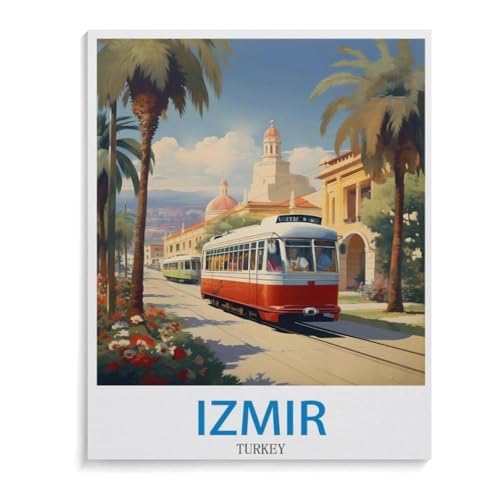 Holzpuzzle Puzzle 1000 Stück，Izmir Vintage Reiseplakat Türkiye，Lernspielzeug Für Erwachsene Geburtstagsgeschenk Dekoration（75x50cm）-I41 von YYHMKBYY