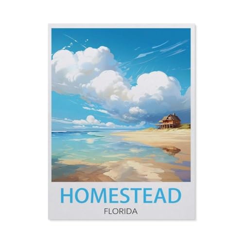 Homestead Florida Vintage-Reiseposter，Puzzle 1000 Teile Holz Puzzle Geeignet Für Erwachsene Kinder Familien Stressabbau Puzzlespiele（75x50cm）-AQ59 von YYHMKBYY