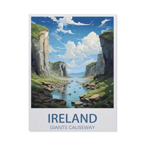 Irland Giant's Causeway Vintage-Reiseposter，Puzzles 1000 Teile für Erwachsene, Klassische Puzzle Kinder Puzzle Herausfordernde Und Schwierige Rätsel für Erwachsene Und Jugendliche（50x70cm）-AM84 von YYHMKBYY